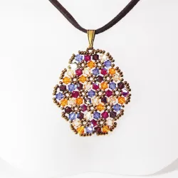 Pendant 40cm - Malvina Oval-Chocolate Suedine - Pendant 40cm - Laiton bronze